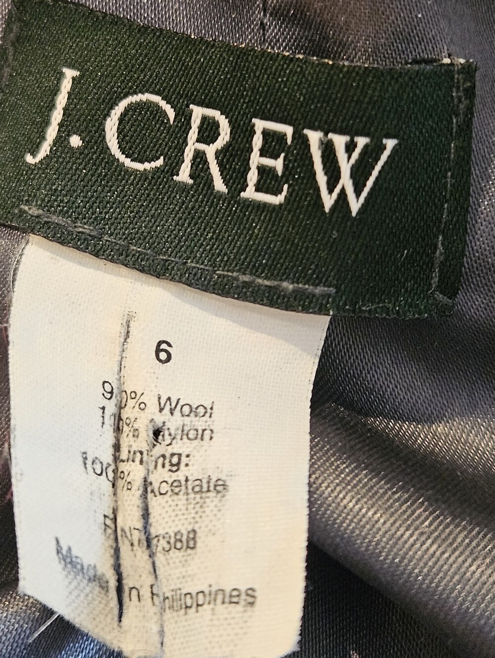 Y2K Black J.Crew Bouclé Wool Blend Jacket 3/4 Sleeve Style #89263 2007 Holliday - Picture 6 of 8